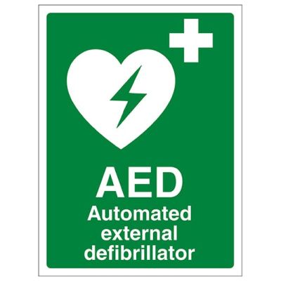 AED Self Adhesive Sign - Rigid Plastic (150mm x 200mm)