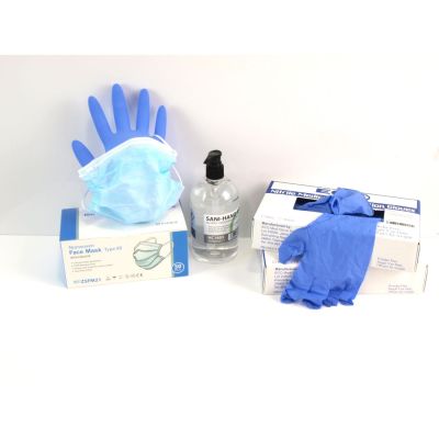  Bundle:  100 pairs of Nitrile Gloves, 50 Type IIR Masks & 1 Bottle of Hand Sanitising Gel