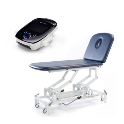Bundle: 2 Section Hydraulic Therapy Couch - Dark Blue + Intelect Mobile 2 Ultrasound Unit with 5cm² Treatment Head