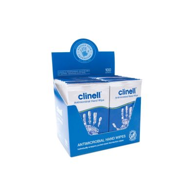 Clinell Antibacterial Hand Wipes (Box of 100 Sachets) 