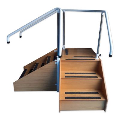 Non-slip Corner Rehabilitation Steps with Adjustable Height Handrails