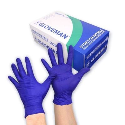 Powder & Latex Free Stretch Nitrile Gloves - Cobalt Blue (Box of 200)