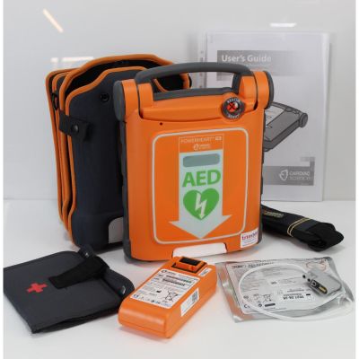 Cardiac Science G5 AED Fully Automatic with Battery (42%) & 1 Pack of New Electrodes & Hard Carry Case 