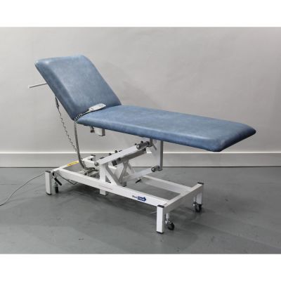 MediPlinth 2 Section Electric Patient Examination Couch,  with Light Blue Upholstery 