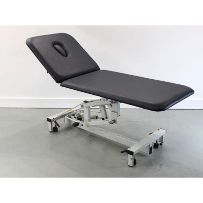 Plinth 2 Section Hydraulic Couch with NEW Wide (71cm) Dark Blue Upholstery & Breathe Hole 