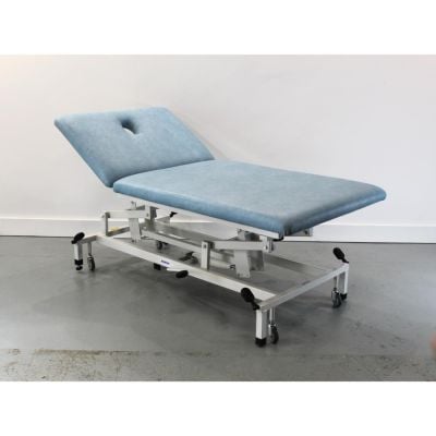 Akron 2 Section Hydraulic Bobath Neurological Couch with Light Blue Upholstery & Breathe Hole