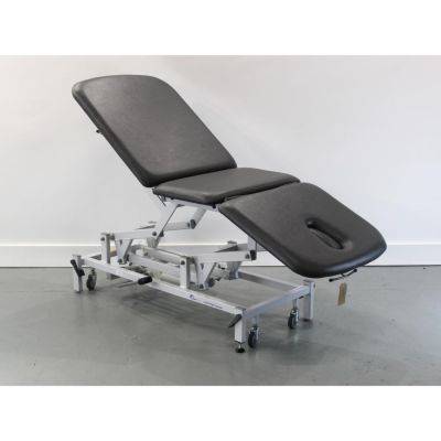 Seers Medical ST3557 3 Section Twin Lift Hydraulic Couch with NEW Wide Dark Grey Upholstery with Breathe Hole 