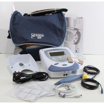 Chattanooga Intelect Mobile Combo 2778 - Ultrasound, Interferential, Muscle Stim image of unit with all its accessories