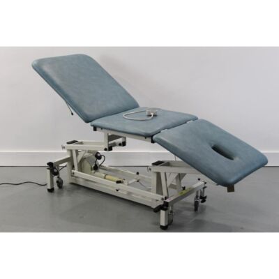 Akron 9232A Europa Continental 3 Section Twin Lift Electric Couch face mid height head section lowered