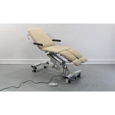 Plinth Podiatry / Orthopaedic Chair Electric with Beige Upholstery face mid height leg section down