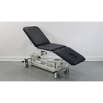 Akron A9231A Europa Continental 3 Section Twin Lift Hydraulic Couch face mid height head section lowered