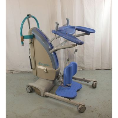 Arjo Huntleigh Encore Hoist Standing Frame with Foot Plate, knee plate,  NEW battery cells