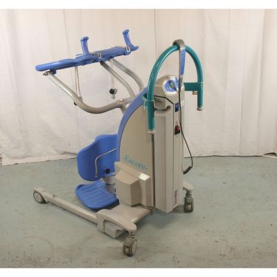 Arjo Huntleigh Encore Hoist Standing Frame with Foot Plate, knee plate, NEW battery cells
