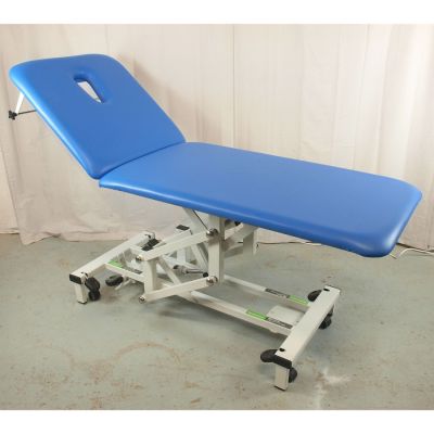 Plinth 2 Section Hydraulic Couch with Wide (70cm)  Blue Upholstery & Breathe Hole less than 3 years Old.