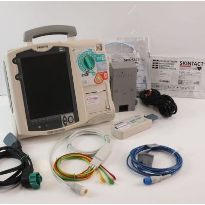 Philips Heartstart MRx Defibrillator Biphasic AED with 3 lead ECG, Power Brick, NEW Defib Pads & NEW ECG Electrodes