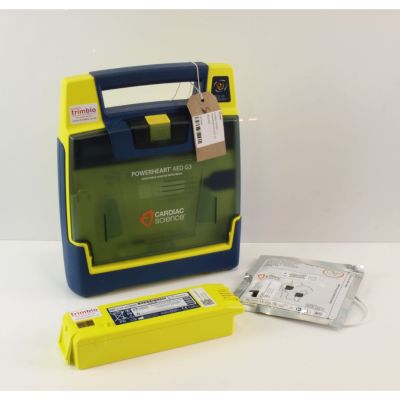 Cardiac Science G3 AED Semi Automatic Defibrillator with Battery (55%) & 1 Pack of NEW Electrodes