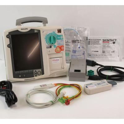 Philips Heartstart MRx Defibrillator Biphasic AED with 3 lead ECG, Power Brick, NEW Defib Pads & NEW ECG Electrodes