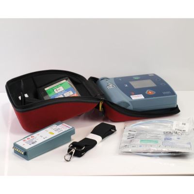 Philips Heartstart FR2+ AED Defibrillator, with  NEW Battery (100%), 1 Pack of NEW Electrodes & Carry Case
