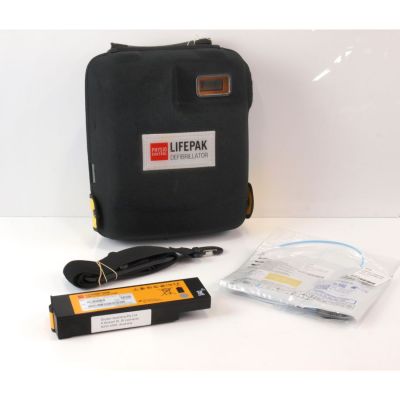 Physio Control Medtronic LifePak 1000 with Battery (100%) & 1 Pack of NEW Electrodes & Carry Case MFG 2021