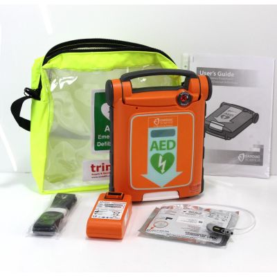 Cardiac Science Powerheart G5 AED Semi Automatic Defibrillator  with NEW Battery (100%) & 1 Pack of New Electrodes & New Yellow Bag
