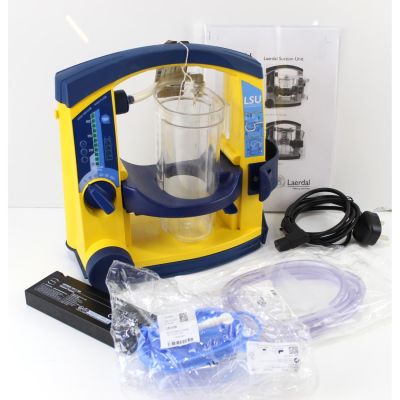 Laerdal Suction Unit LSU with Patient Canister, NEW battery & U.K. Mains lead