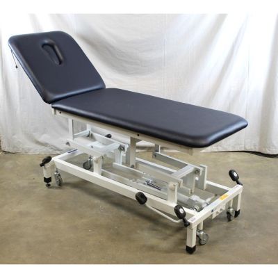 Akron Streamline A2223 225 2 Section Twin Lift Hydraulic Couch with NEW Dark Blue Upholstery & Breathe hole - New Hydraulic Pump