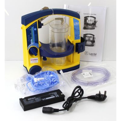 Laerdal Suction Unit LSU with Patient Canister, NEW battery & U.K. Mains lead