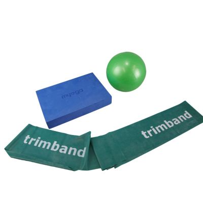 Bundle: 1 x 2m Green Trimband, 1x 18cm Soft Pilates Ball & 1 x Pilates Block.