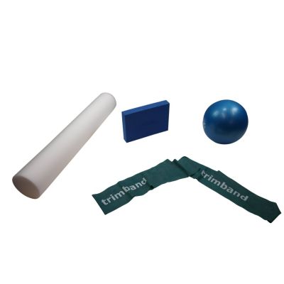 Bundle: 1 x 2m Green Trimband, 1x 26cm Soft Pilates Ball, 1 x Pilates Block & 1 x 90cm Foam Roller.