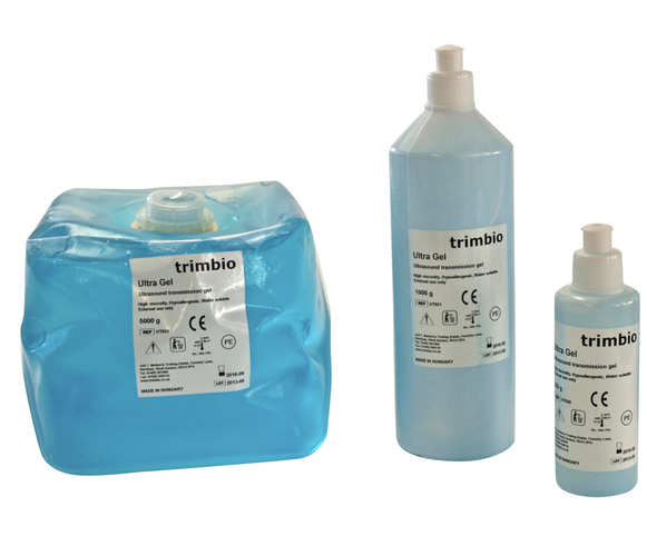 Ultrasound gel Picture showing 3 different size bottles of ultrasound gel