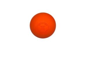 An orange 6.4 cm lacrosse massage ball designed for deep trigger‑point therapy, myofascial release and mobility work.